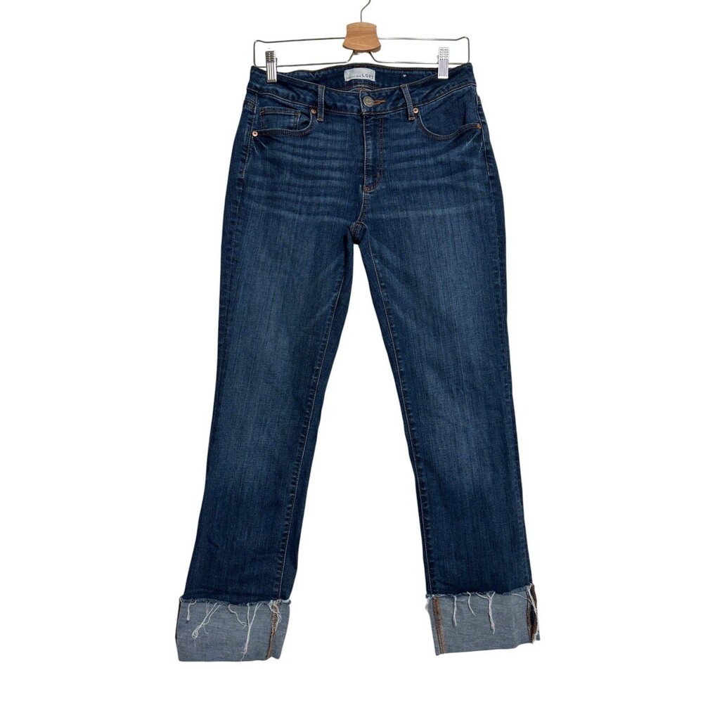 Loft Curvy Straight Cropped Jeans Sz 6/28 Raw Hem Cuffed